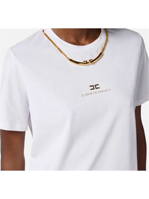 T-SHIRT WITH NECKLACE ELISABETTA FRANCHI | MA02856E2270 Gesso